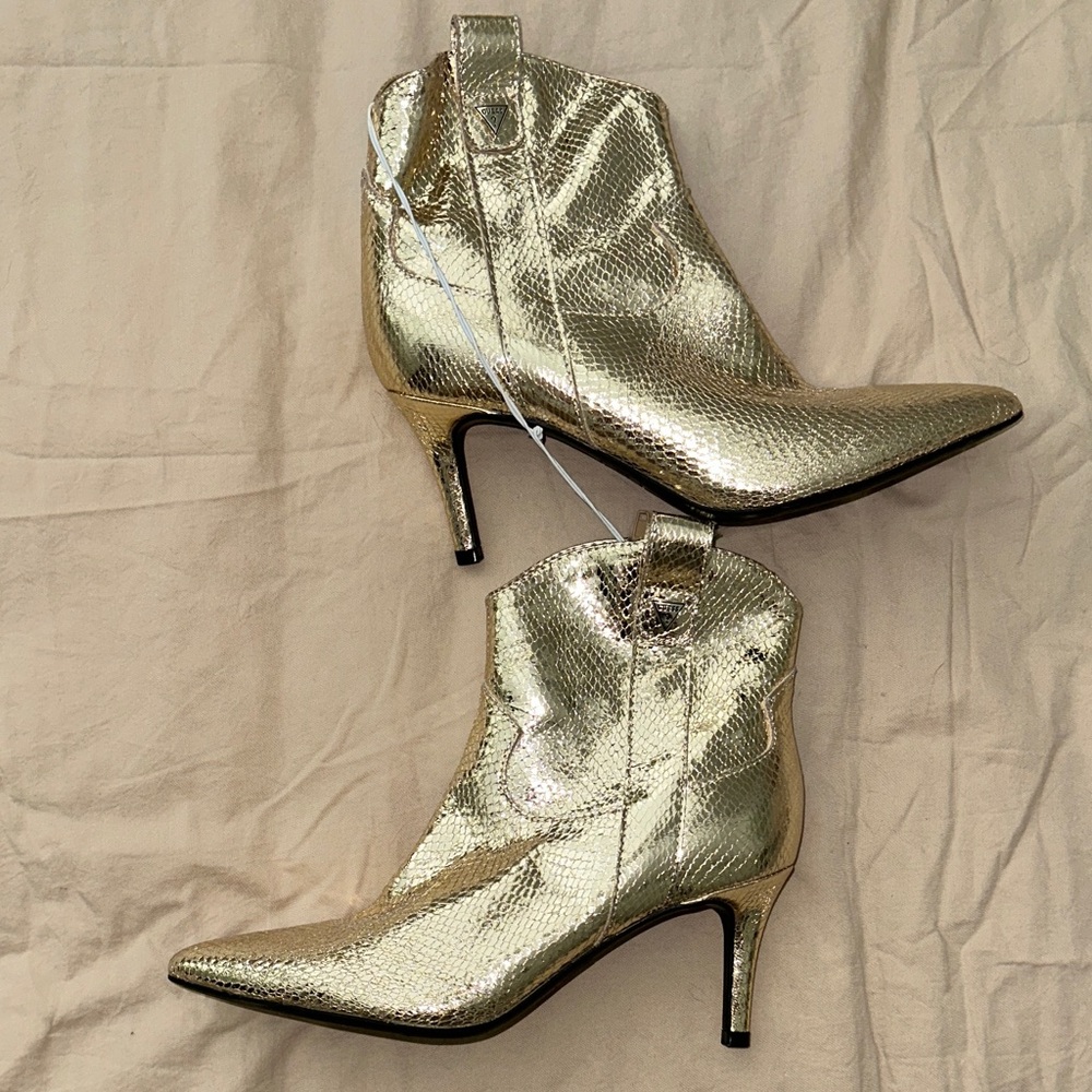 Guess Metallic Gold Heeled Boots